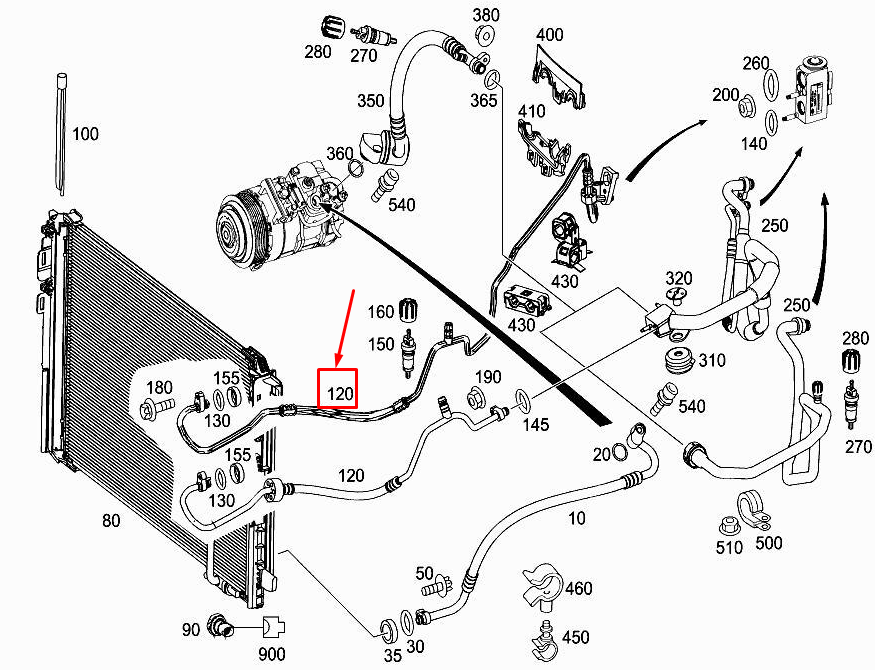 MERCEDES-BENZ E Coupe C207 A/C Refrigerant Line A2078300715