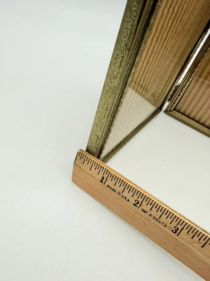 Marco de fotos doble de metal dorado vintage remolino ornamentado 5X7 Foto 3 de 4