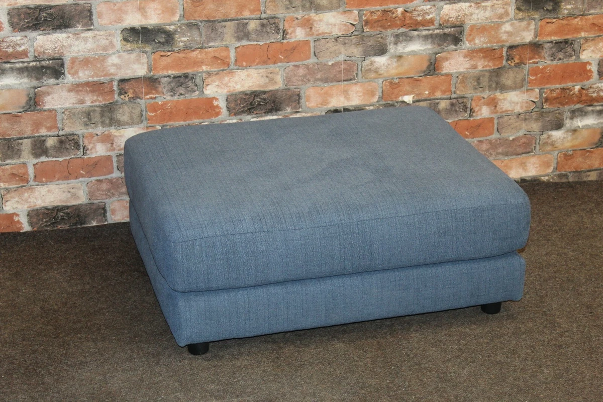 WHITE MEADOW OBLONG BLUE FABRIC FOOTSTOOL 829