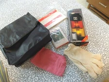 Auto Safety Kit ~ Black Case with Lantern, Gloves, Poncho & more ~ New