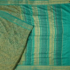 Vintage Green Sarees 100 Pure Cotton Zari Handwoven Sari 5YD Decor Craft Fabric