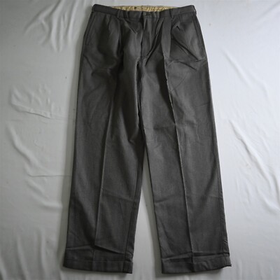 Gant 36x30 Brown Herringbone 100% Cotton Pleated Cuffed Dress Pants