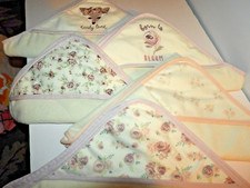Lot of 5 Kyle  Deena Chick Pea Baby Hooded Towels 28x28 Floral Pink Lilac Roses