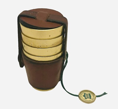 VTG Echtes Leder Offenbacher Lederwaren Metal Leather Caddy  Shot Glass Germany