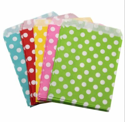 Papiertüten Punkte 12x17,5cm Flachbeutel Candy Bar Hochzeit Süßigkeiten Tüten Do