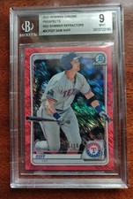 Sam Huff 2020 Bowman Chrome Prospects Red Shimmer Refractor 05/10  Graded 9 Mint