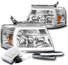 FOR 04-08 FORD F-150 LED CHROME PROJECTOR HEADLIGHT HEADLAMP W/DRL SIGNAL+6K HID