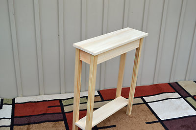 Unfinished 24'' Narrow Console Sofa Foyer, Shaker Square Edge Pine Table w/Shelf
