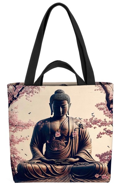 Buddah Yoga KirschblüTen Asien Tasche Statuen Religion Asien Tempel Meditation-image
