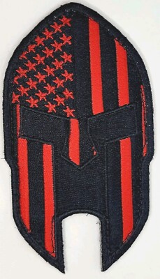   SPARTAN WARRIOR helmet FLAG VELCR0 embroidered 2.5''x 4'' BLACK OPS RED
