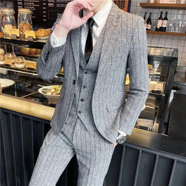 Traje Smoking Hombre Completo Gris Diplom tica 3 Piezas Chaqueta
