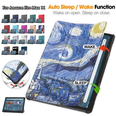 Shockproof PU Leather Smart Case Cover For Amazon Fire Max 11 2023 Tablet Stand
