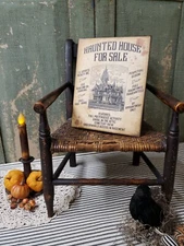 VINTAGE DECO VICTORIAN PRIMITIVE STYLE HALLOWEEN HAUNTED HOUSE FOR SALE SIGN