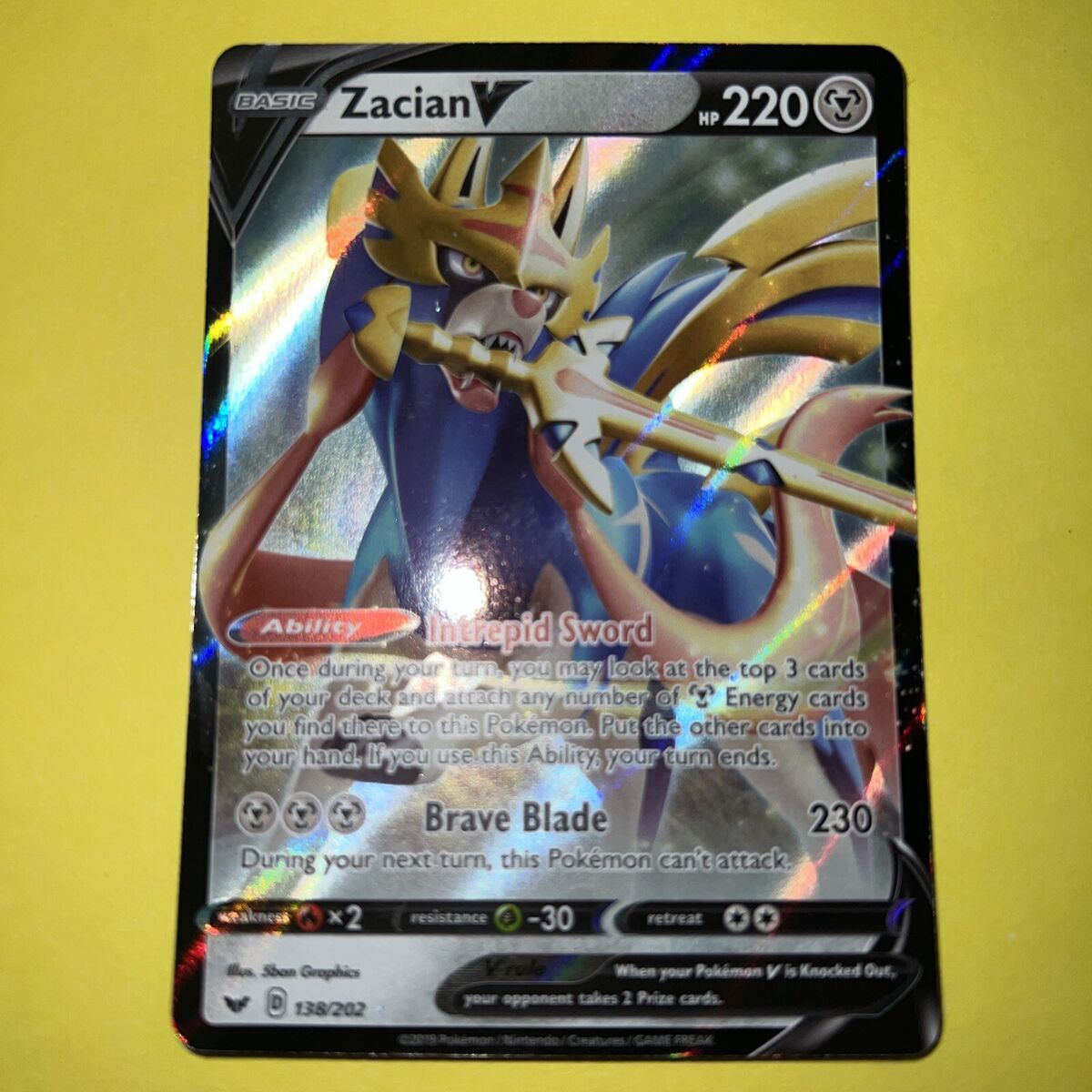 Zacian V 138/202 Holo Rare Sword and Shield Pokemon Card TCG NM