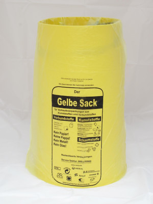 Sacktonne gelb mit grauem Deckel Mülltrennung Mülltonne Gelber Sack Ständer