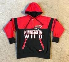Old Time Hockey 1/4 Snap Minnesota Wild Men's Hooded Sweatshirt - Size Medium