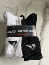New Quiksilver Designer Mens Mega 8 Pack Street Crew Cut Socks Black  White