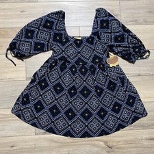 Princess Vera Wang Girls Junior Open Back Peasant Dress Size Small Black