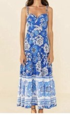Farm Rio Blue Full Of Flowers Organic Cotton Midi Dress - Size L