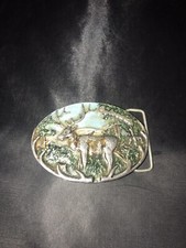 Vintage 80's DEER The state of Colorado belt buckle Hand carved by Paula Freed