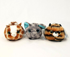 YooHoo  Friends Lot x3 Mini 3" Round Plush Beanie Safari Animals Tags On Aurora