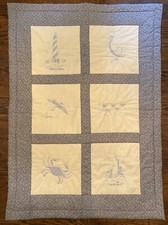 Vintage Handmade Quilt Lighthouses Wall Hanging 46  x 33  