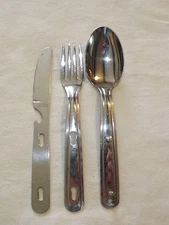 VINTAGE CAMPING STAINLESS FORK SPOON KNIFE TRAVEL UTENSILS
