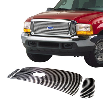 Fits 2000-2004 Ford Excursion W/ Logo Show Chrome Billet Grille Grill Insert 