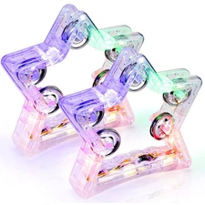2 Pack Light Up Tambourines W/ 10 Metal Jingles, 3 Modes LED Flashing Musical...