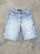 Vintage US Polo Light Wash Distressed Denim Carpenter Shorts 33 Waist