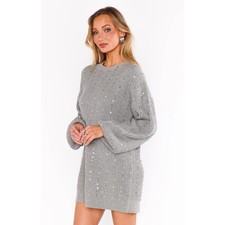 NWT Show Me Your Mumu Gray Sequin Social Sweater Dress M