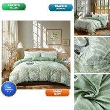 OAITE Duvet Cover Queen Size,Reversible Leaf Green Duvet Cover Set Zipper
