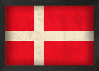 Dänemark Flagge gerahmtes Wandbild Poster Leinwanddruck Bild