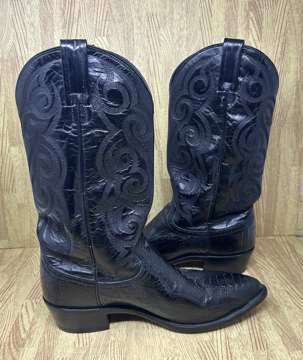 Dan Post Ostrich Leg Western Boots Cowboy Black M… - image 5