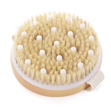 Bamboo Dry Body Brush Back Scrubber for Shower Handheld Bath Massage Wood