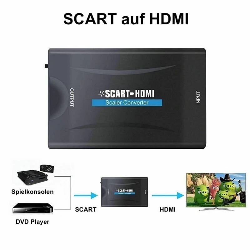 Scart zu HDMI Konverter Wandler AV HDMI Scaler Converter Adapter 1080P HD TV NEU - Bild 3 von 4