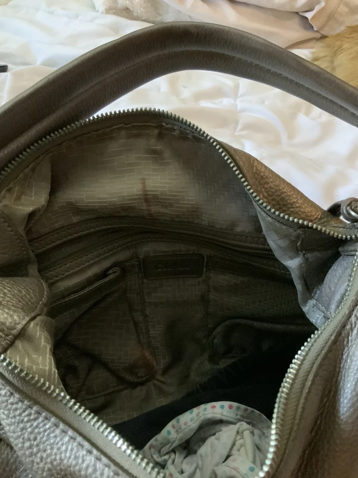 Cole Haan Hobo Bronze Leather Handbag Brush Brass Hardware - Image 4 of 4