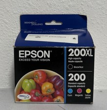 Epson 200XL Black 200 Cyan Magenta Yellow Ink Cartridges Genuine - NEW EXP 06/25