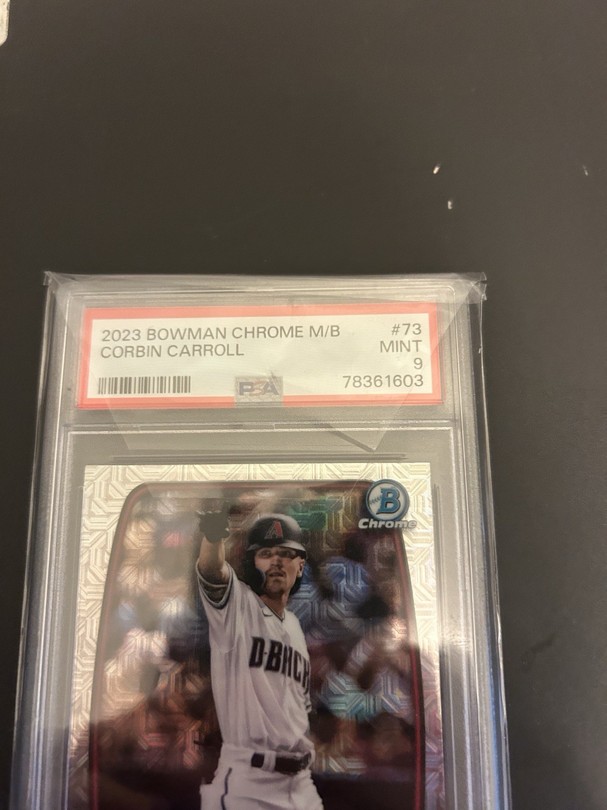 CORBIN CARROLL 2023 BOWMAN CHROME MOJO REFRACTOR ROOKIE - PSA 10 view 3
