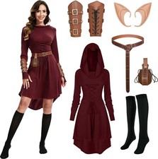 6 Pcs Women Renaissance costume Medieval Hooded Dress Set  Women Renaissance...