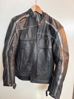 Alpinestars Black Label Leather Motorcycle Jacket Mens S Black Armored Inserts