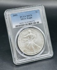 American 2002 $1 Graded Silver Eagle Dollar RARE PCGS MS70 Free postage