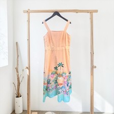 Talbot’s Horizon Sunset Linen Cotton Blend Sleeveless Dress Sz 10 Beach Resort