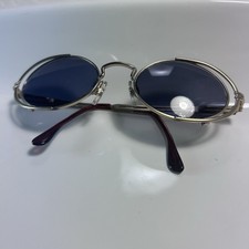 VINTAGE FLORENCE VOGUE OVAL METAL SUNGLASSES BLUE LENSES ITALY MADE 1115