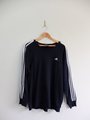 Vintage Adidas Essentials XL schwarz weiß Streifen Pullover 2015
