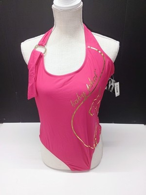 Y2K Baby Phat Kimora Lee Simmons Sz XL Fuchsia gold One-piece Swimsuit  NWT Read