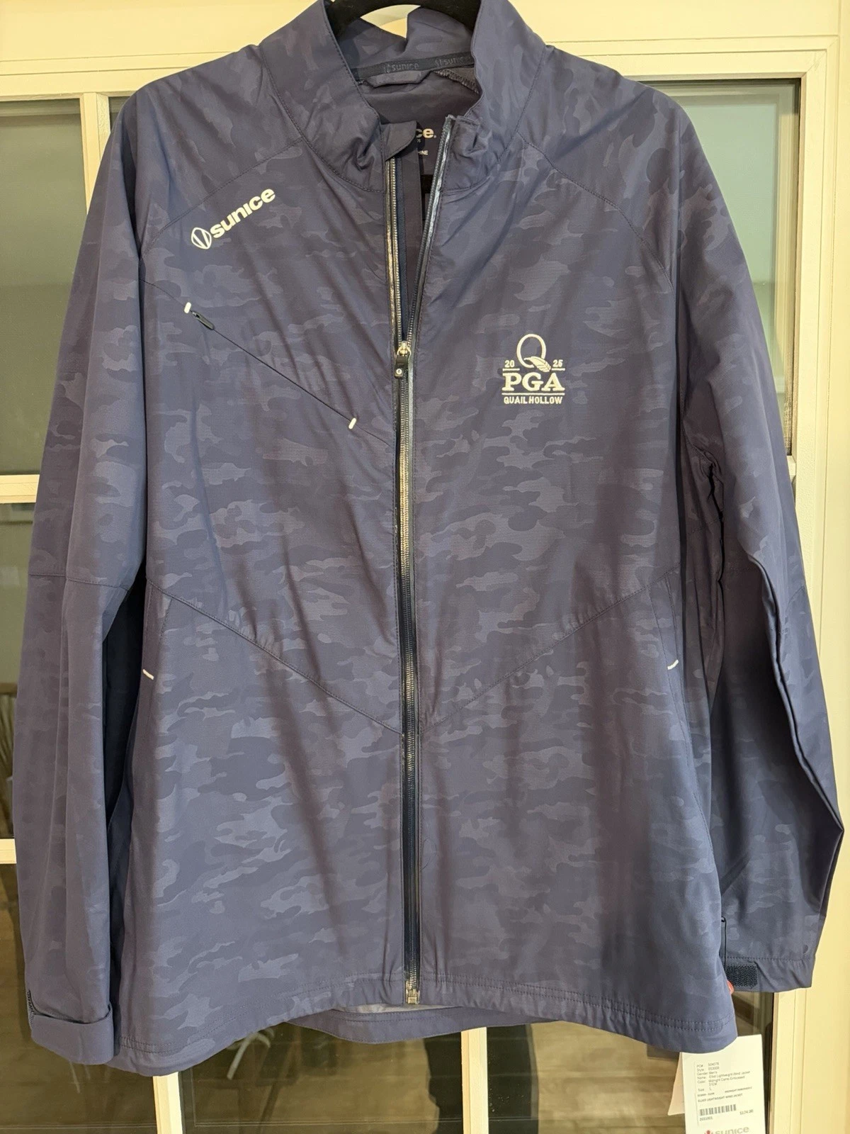 NWT MEN'S SUNICE ELLIOT LIGHTWEIGHT WIND JACKET Large Navy camo $175 PGA Quail