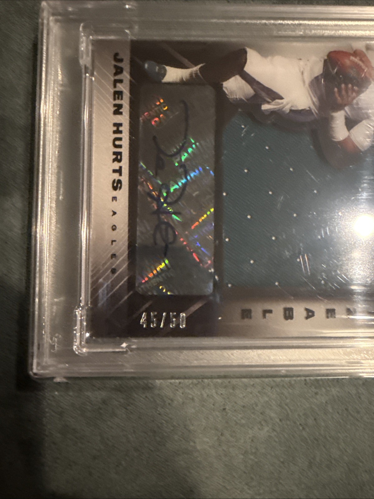 2020 Panini Black - Sizeable Sig RPA Auto #SS-JHU Jalen Hurts /50 PSA 8 view 2