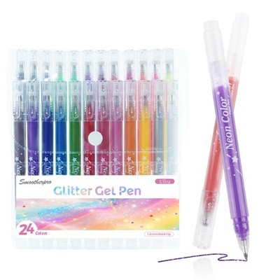 Metallic Glitter Gel Pens | Pack of 24 | 1.0 mm Tip Glitter Sparkly Biro | Ge...