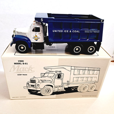 First Gear Diecast Dump Truck 1:34 Scale With Box and Accessories Blue Coal